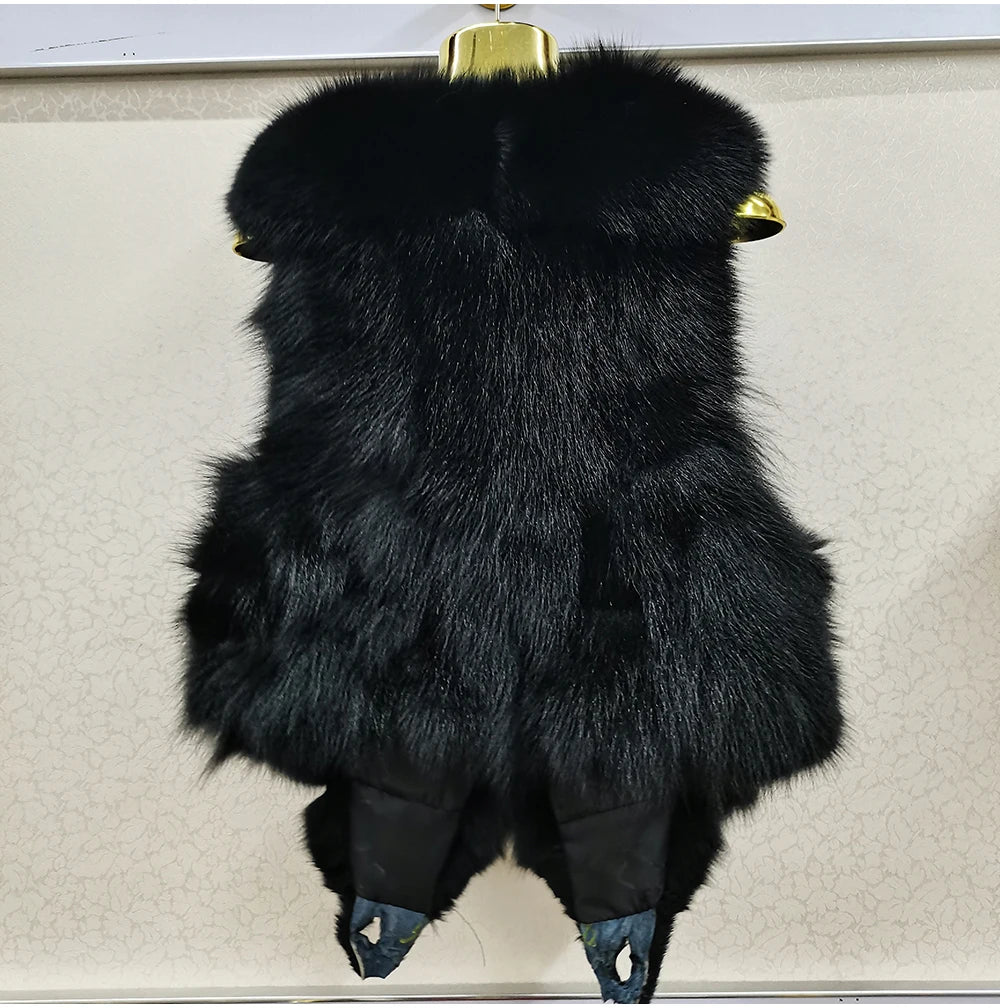 2025 Women Luxury 100% Genuine Real Fox Fur Vest Natural Soft Fox Fur Sleeveless Jacket New Lady Quality Warm Real Fox Fur Gilet