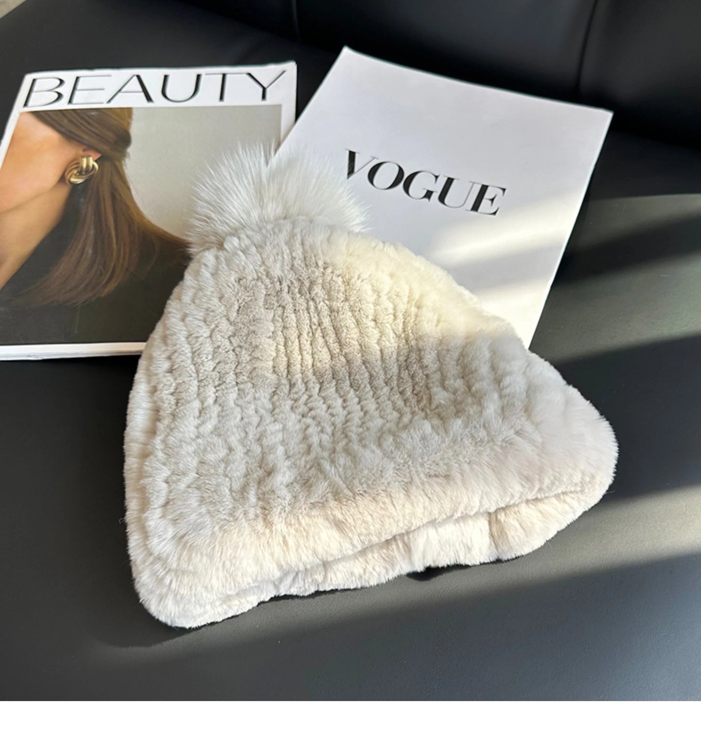 Real Rex Rabbit Fur Hat For Women Winter Thickened Fur Hat Warm Ear Protection Hat Hand Knitted Fur Hat Outdoor Natural Fur Hats