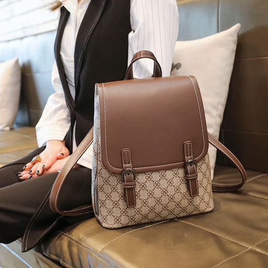 Backpack For Women 2023 New Business Work Shopping Casual Designer Elegant High Capacity Preppy Pu Leather  Waterproof Back Bag