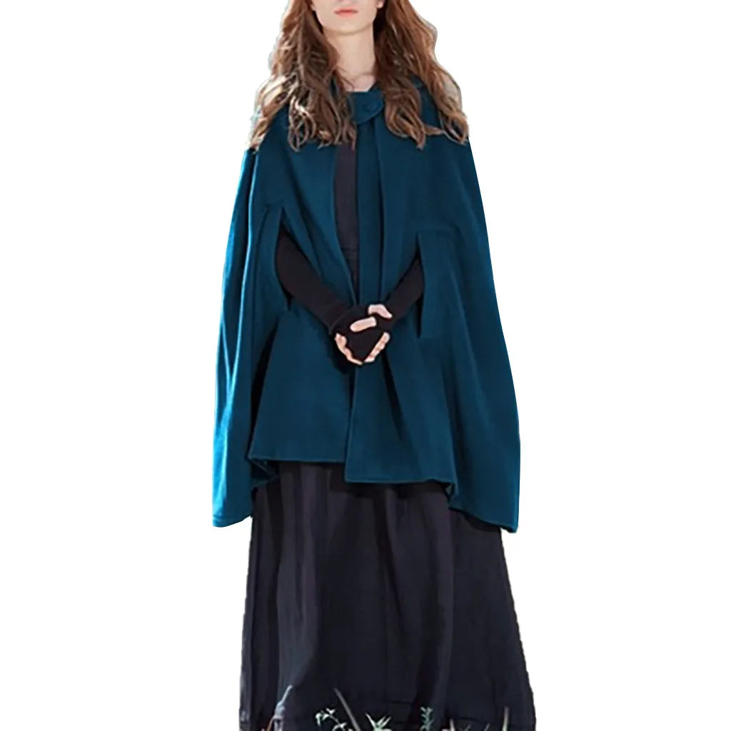 Red Cloak Women Outwear Hooded Coat Thin Vintage Gothic Medieval Cape Poncho Casual Maxi Long Cardigan for Spring Autumn