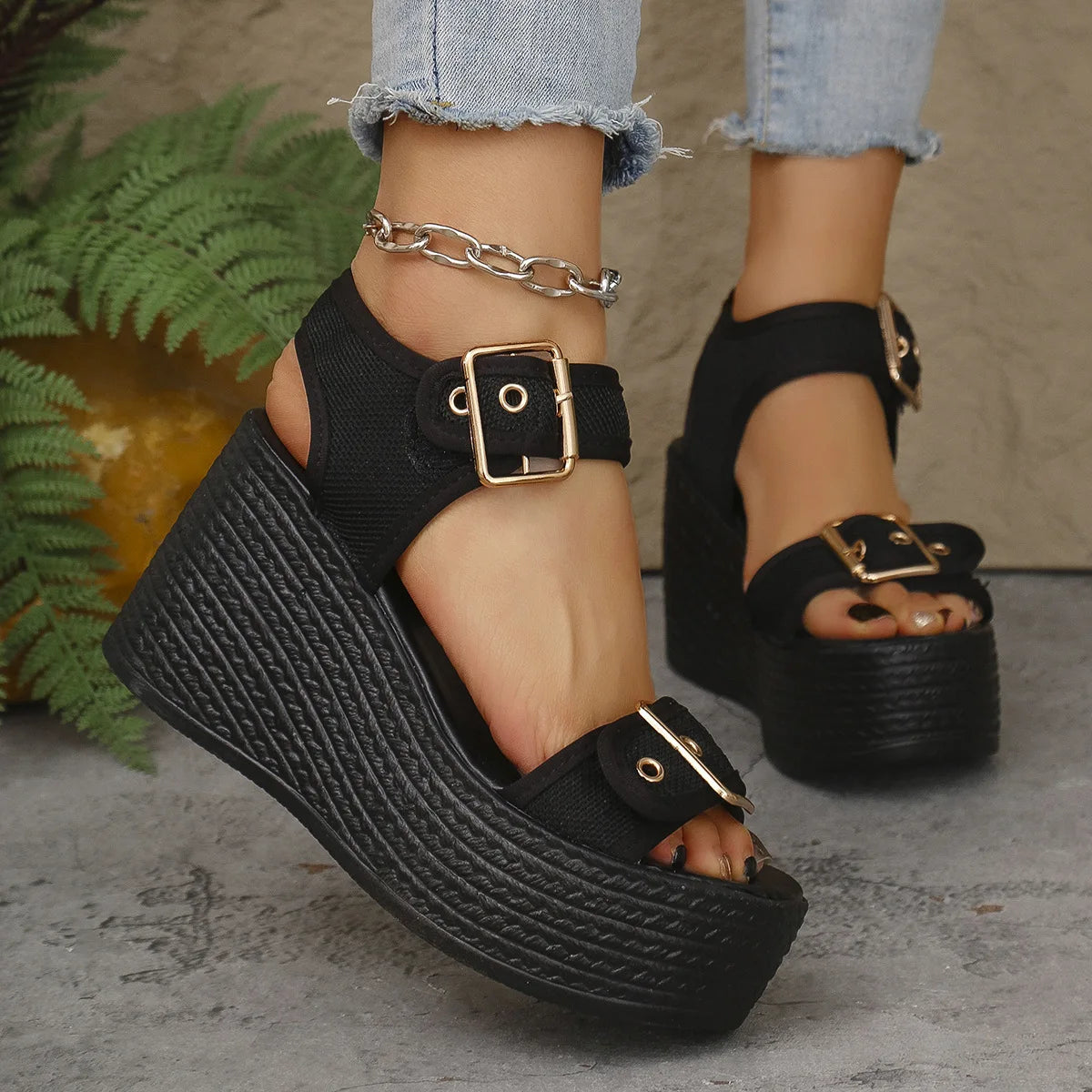 Summer Women's High Heel Shoes 2025 New Casual Platform Wedge Heel Sandals Women's Fashion Open Toe Rome Sandals Sandalias Mujer
