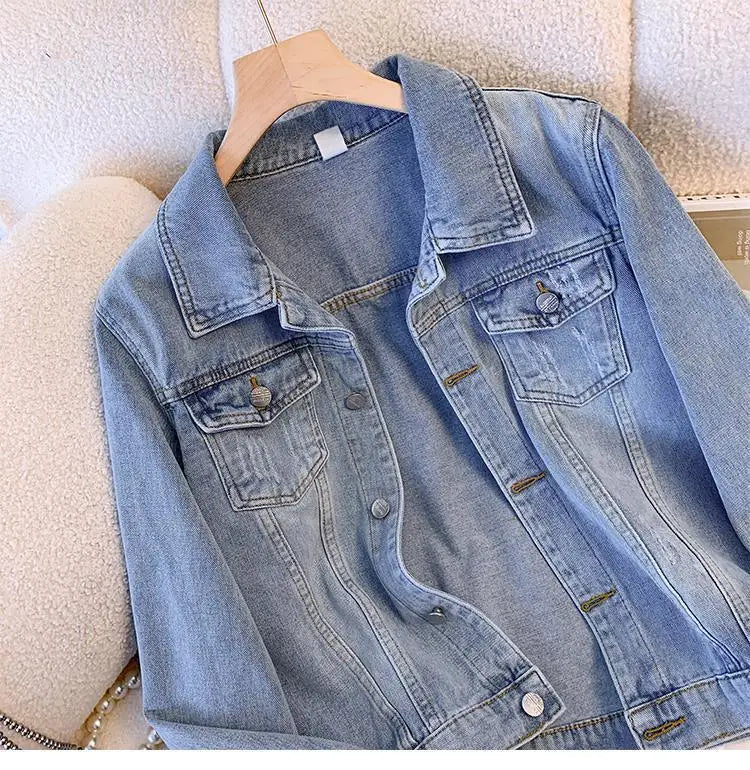 New In Denim Jacket For Women Spring Autumn Korean Fashion Vintage Jean Coats 2025 Female Casual Outerwears