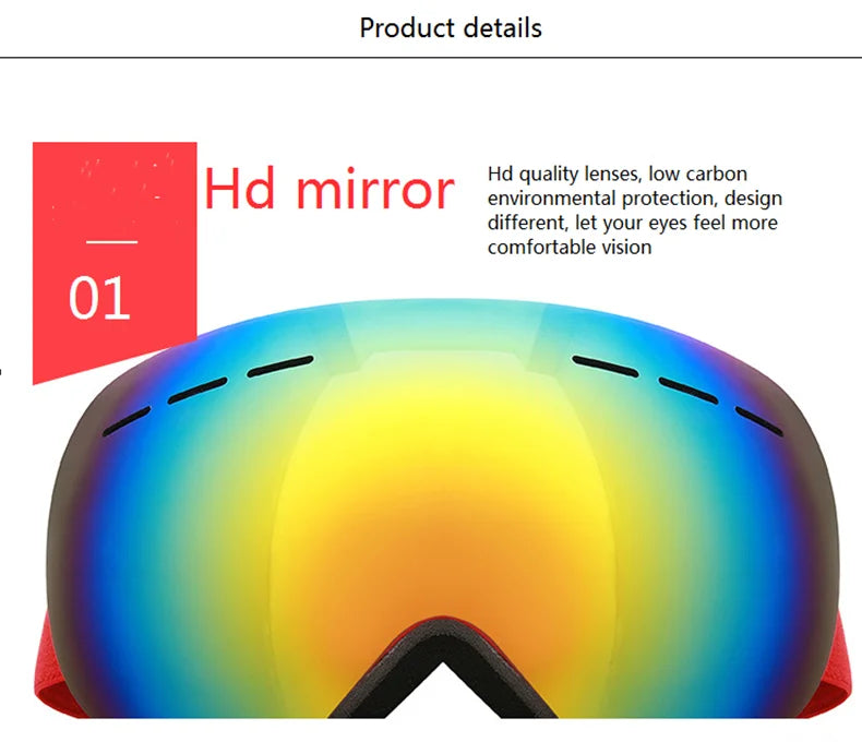 Outdoor new double layer anti-fog ski goggles snow skis glasses snowmobile glasses outdoor sports skiing