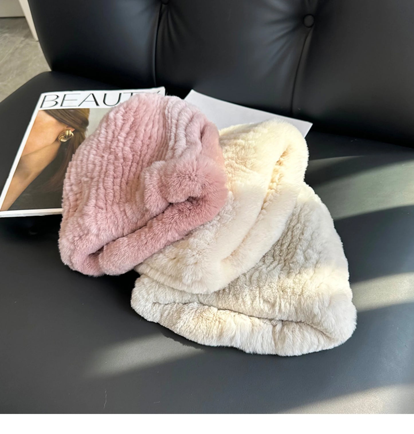 Real Rex Rabbit Fur Hat For Women Winter Thickened Fur Hat Warm Ear Protection Hat Hand Knitted Fur Hat Outdoor Natural Fur Hats