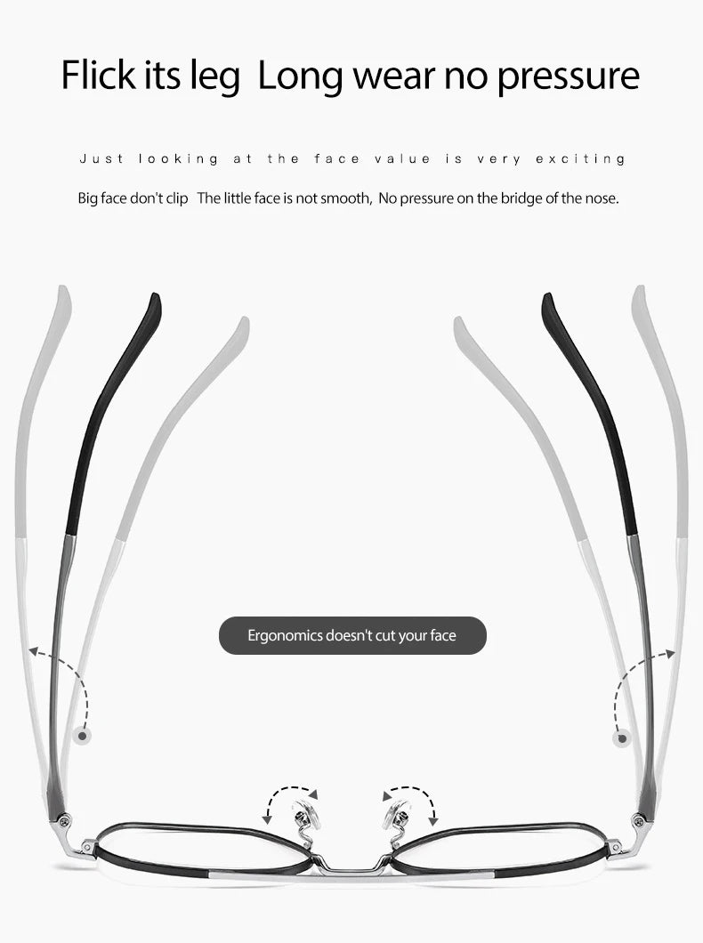 Full Rim Metal Frame Glasses for Men and Women, Titanium Legs, Retro Style, Polygon Myopia Eyewear, New Arrival