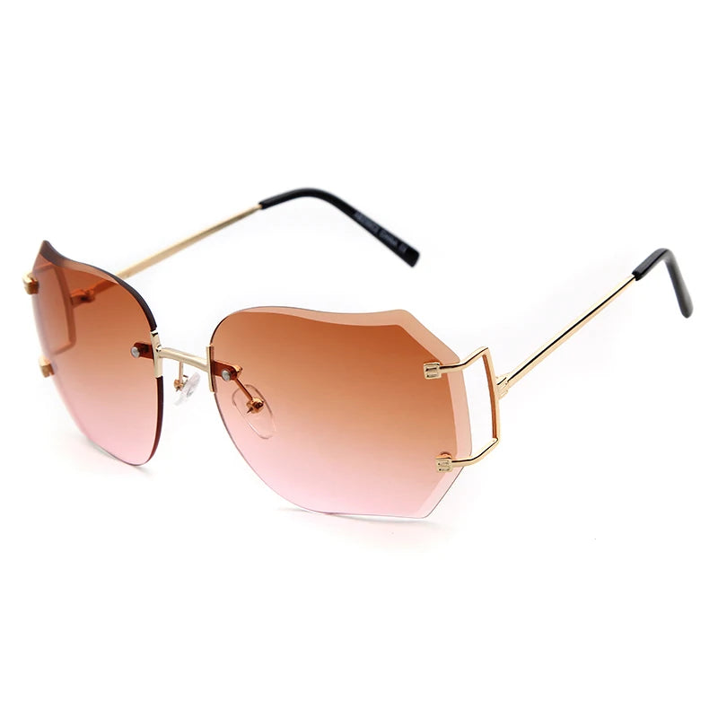 2023 New rimless Frame Metal Sunglasses Women Cool Style Clear Brand Designer retro Square Shades Female Style Dropshiping