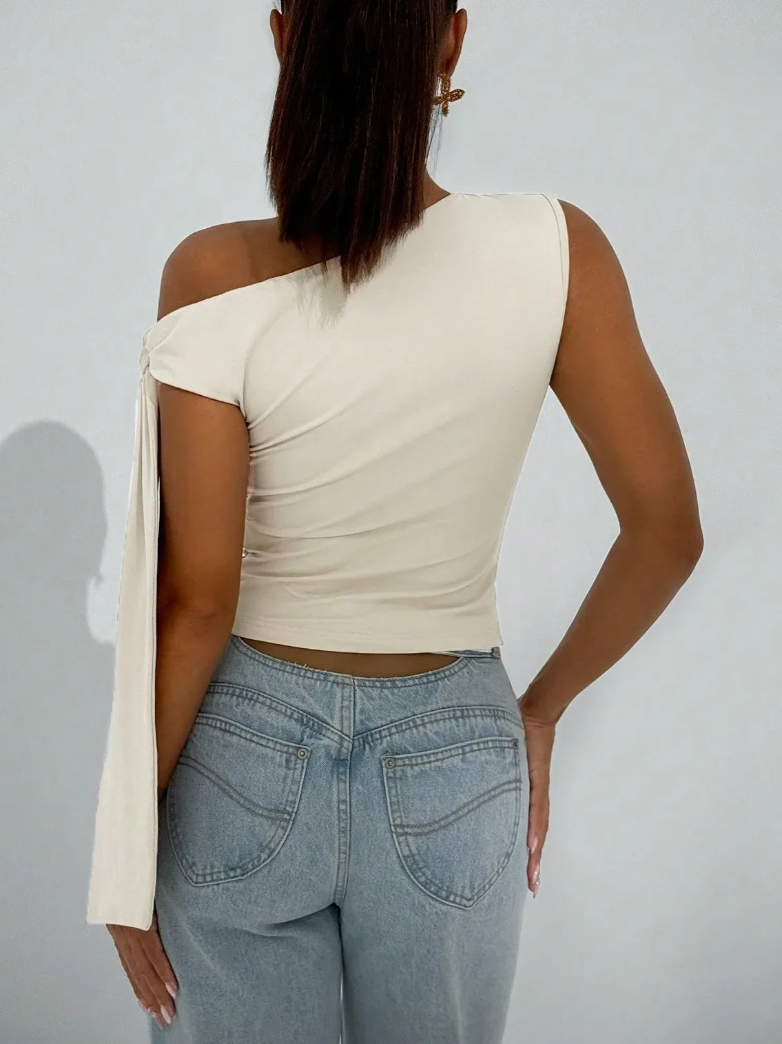 New Women's Fashionable Sleeveless Pure Color Belted Street Style Top Summer 2025 Slim Fit Cross-Border T-Shirt