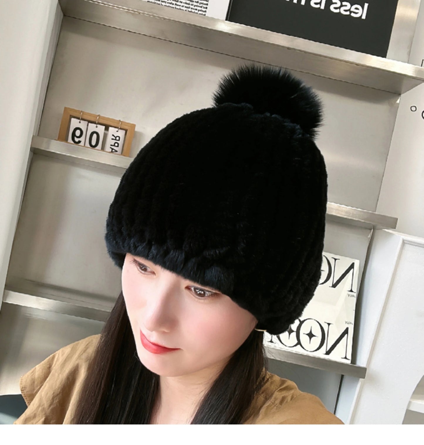 Real Rex Rabbit Fur Hat For Women Winter Thickened Fur Hat Warm Ear Protection Hat Hand Knitted Fur Hat Outdoor Natural Fur Hats