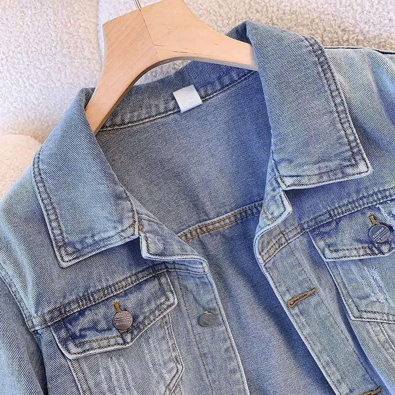 New In Denim Jacket For Women Spring Autumn Korean Fashion Vintage Jean Coats 2025 Female Casual Outerwears