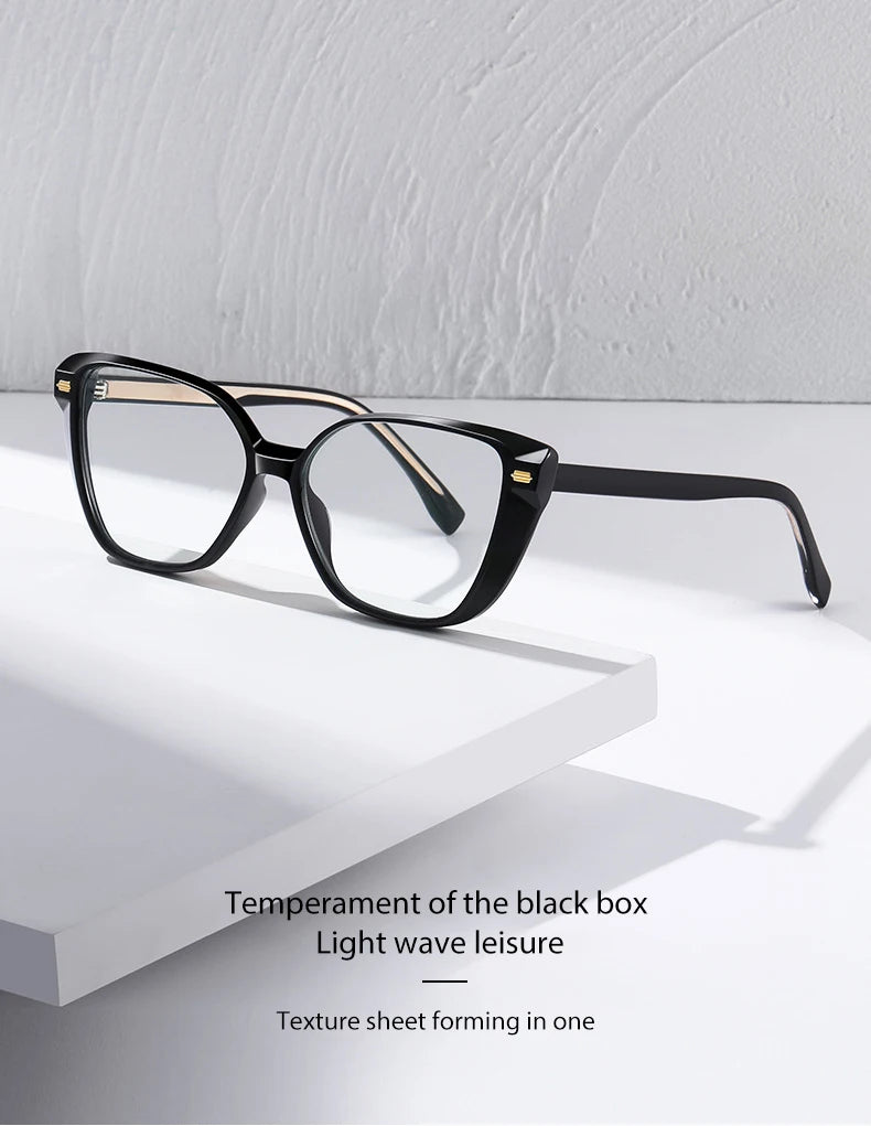 Women Fashion Cat Eye Shape Optical Glasses Frame with Recipe Prescription Female Eyewear Stylish Full Rim TR-BC908
