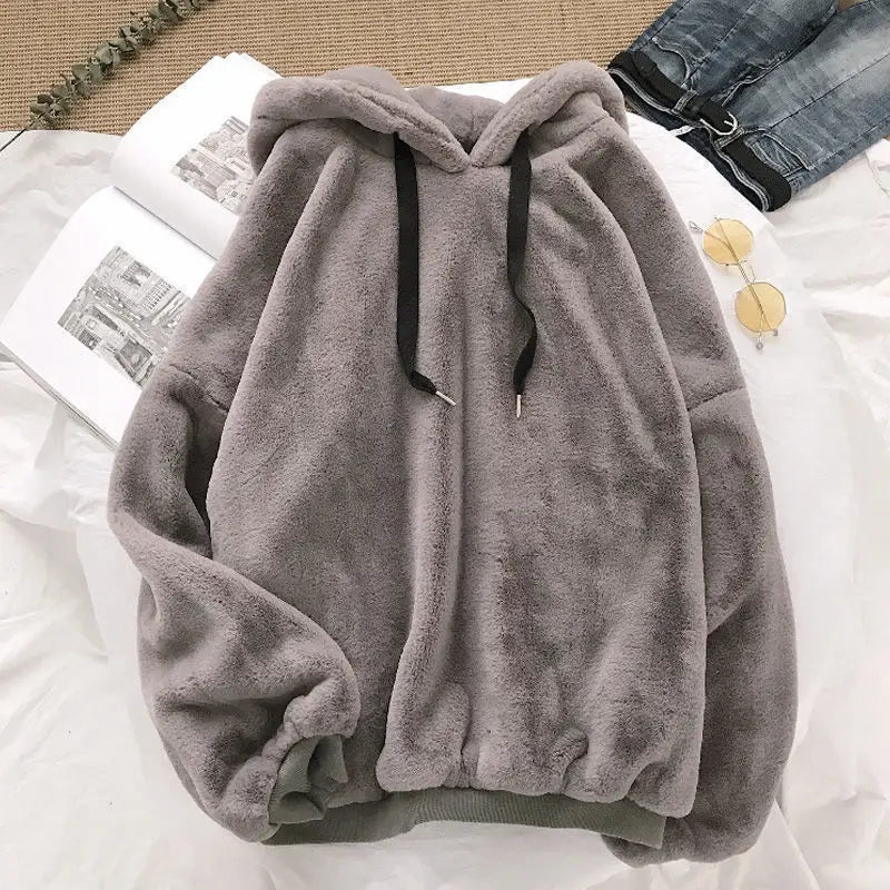 2023 Autumn New Light Luxury Fashion Hooded Sweater Men Loose Long-sleeved Warm Plush Jacket Top Boutique Clothing Simple Style