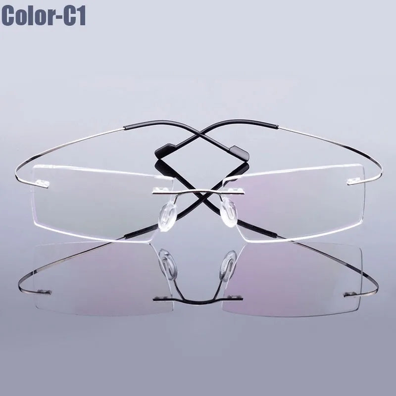 Metal Frame Glasses Women Style Rimless Eye Glasses Nearsighted Spectacles Flexible Temple New Arrival Eyewear Custom Lens Shape