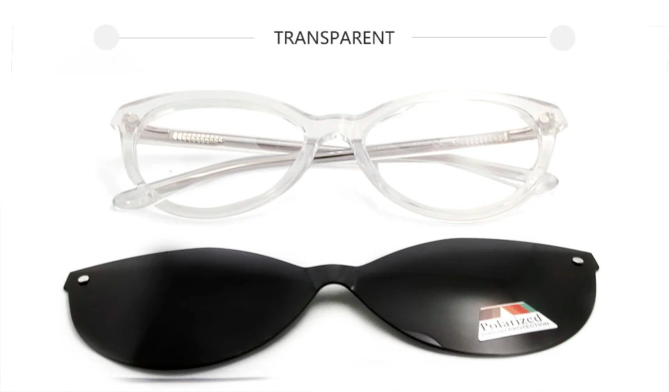 Polaroid Cat Eye Magnet Sunglasses Acetate Women Polarized Clip On Glasses Frame Uv400 Prescription Optical Myopia Eyewear