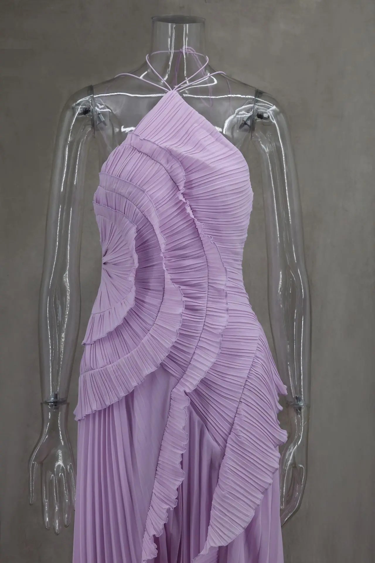 Purple Ruffle Irregular Maxi Dress for Women Sexy Halter Backless Party Dresses Summer Fashion Chiffon Holiday Fairy Dress 2025