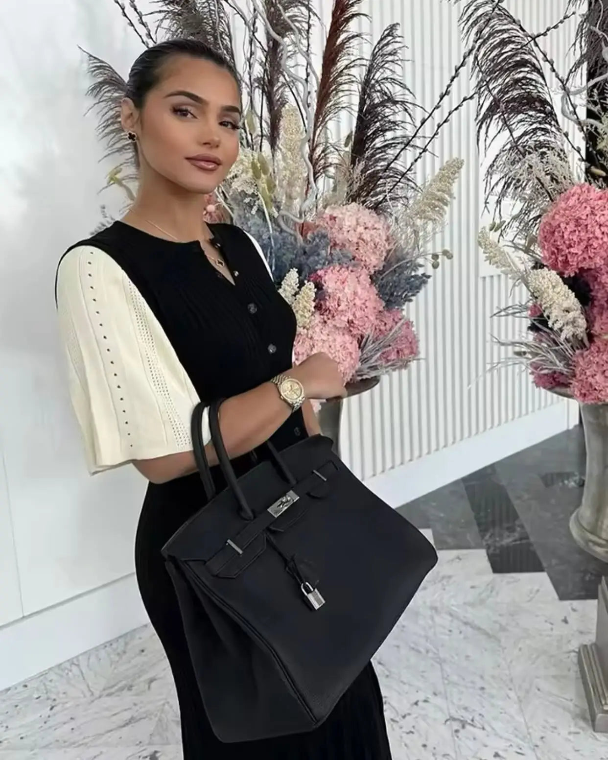 Elegant Knitted Single Breasted Midi Dress Women's Patchwork Dresses Female 2025 Summer Robe New Black Beige Robes Evening Party