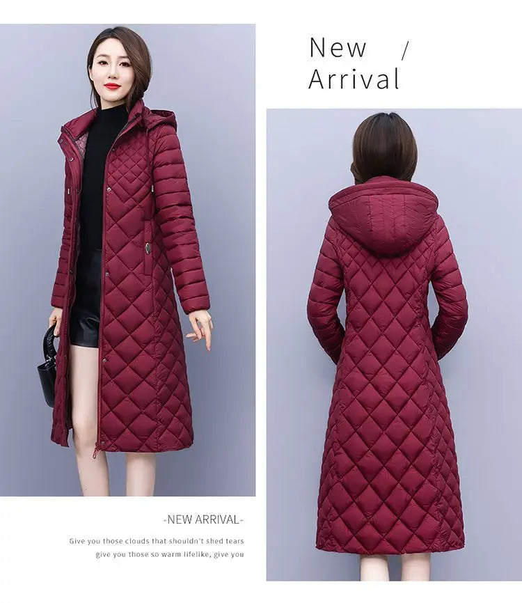 New Cotton-Padded Women Light Down Cotton Coat Long Autumn Winter Jacket Supersize Female Detachable Hooded Parker Overcoat 7XL