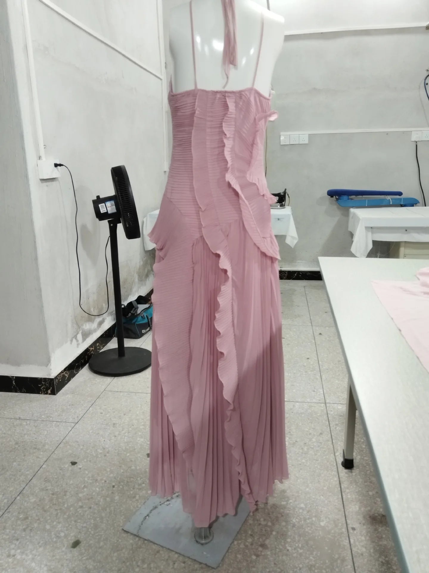 Purple Ruffle Irregular Maxi Dress for Women Sexy Halter Backless Party Dresses Summer Fashion Chiffon Holiday Fairy Dress 2025