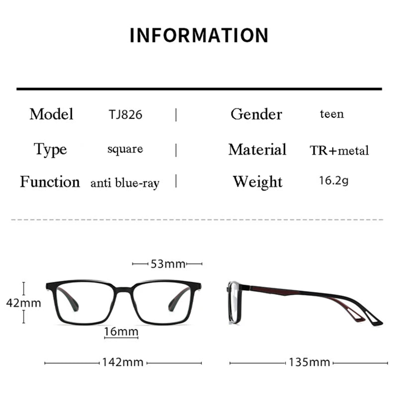 New Blue Light Blocking Glasses Frame Optical Prescription Eyewear Fashion Men and Women Full Rim TR-90 Plastic Flexible Specs