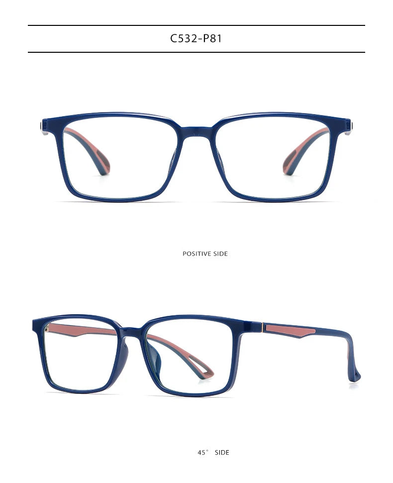 New Blue Light Blocking Glasses Frame Optical Prescription Eyewear Fashion Men and Women Full Rim TR-90 Plastic Flexible Specs