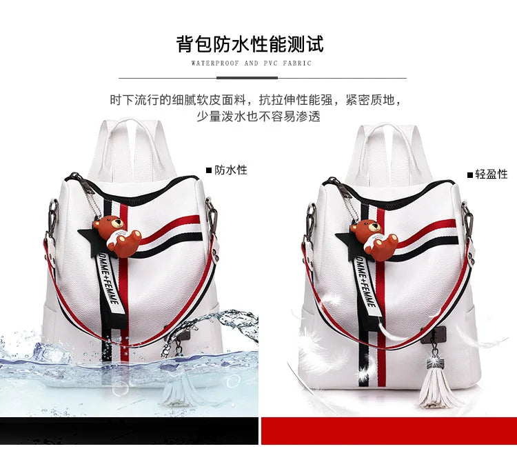 WHITE BLACK Bags For Women  New Fashion Zipper Ladies Backpack PU Leather School Bag Crossbody shoulder bag for you