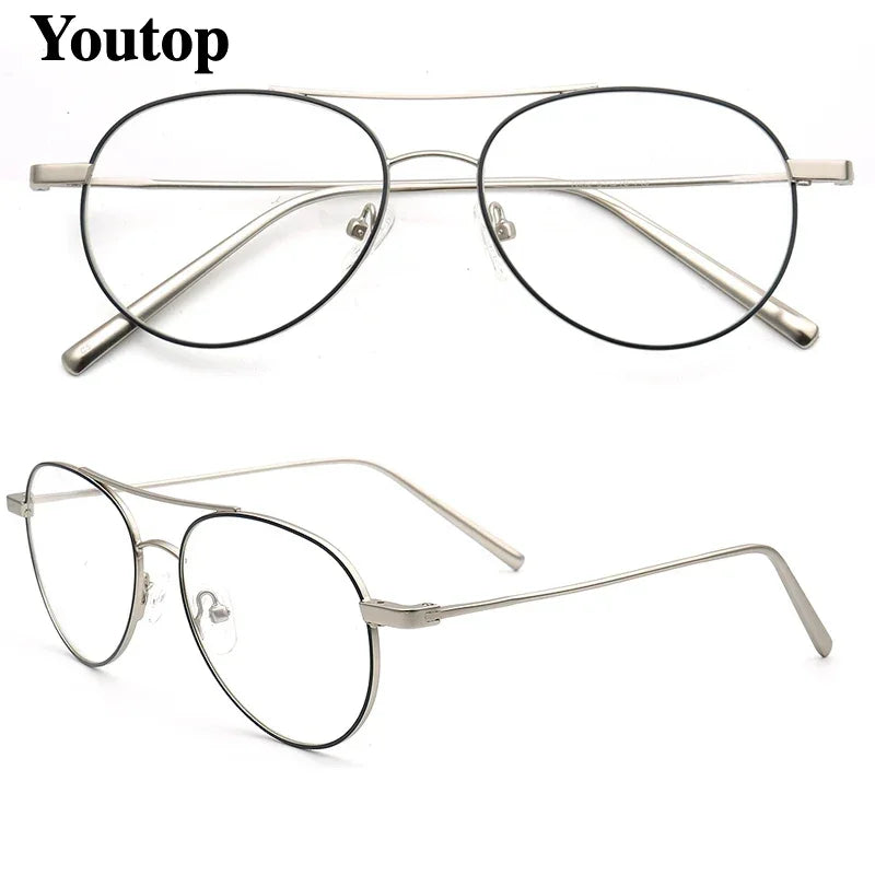 Men Aviation Eyeglass Frames for Women Pilot Glasses Frame Optical Eyeglasses Frames Metal Gold Punk Eyewear Retro Rx Spectacles