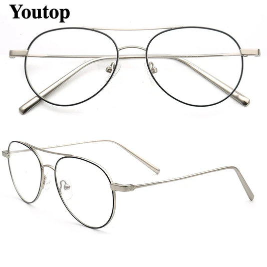 Men Aviation Eyeglass Frames for Women Pilot Glasses Frame Optical Eyeglasses Frames Metal Gold Punk Eyewear Retro Rx Spectacles