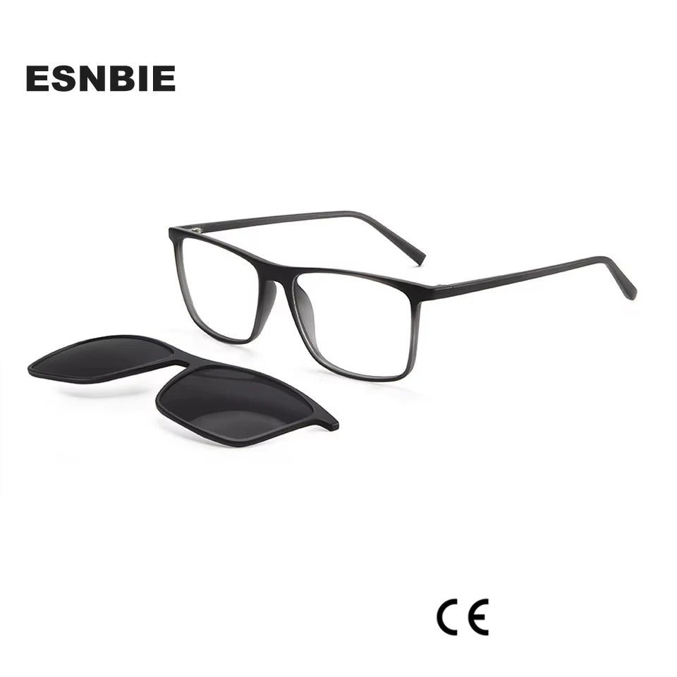 TR90 Magnet Men Optical Glasses Frame Magnetic Clip On Polarized Sunglasses Men'S Square Eyewear Spectacle Eyeglasses Frames