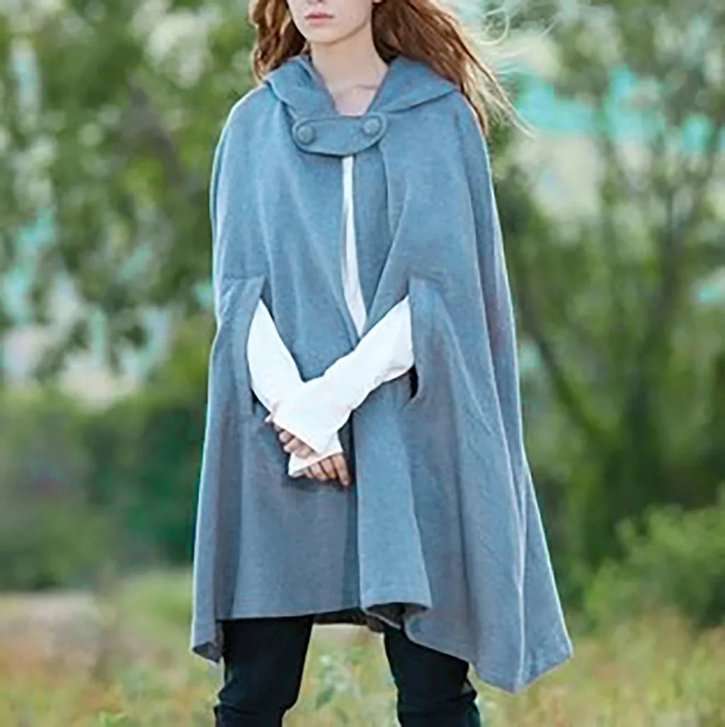 Red Cloak Women Outwear Hooded Coat Thin Vintage Gothic Medieval Cape Poncho Casual Maxi Long Cardigan for Spring Autumn