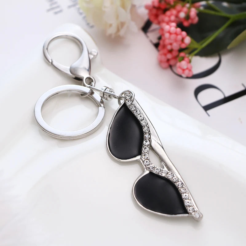 2018 NoEnName_Null New Fashion Cool Black Sunglasses Rhinestone Bag Keychain Birthday Party Gift Free Shipping