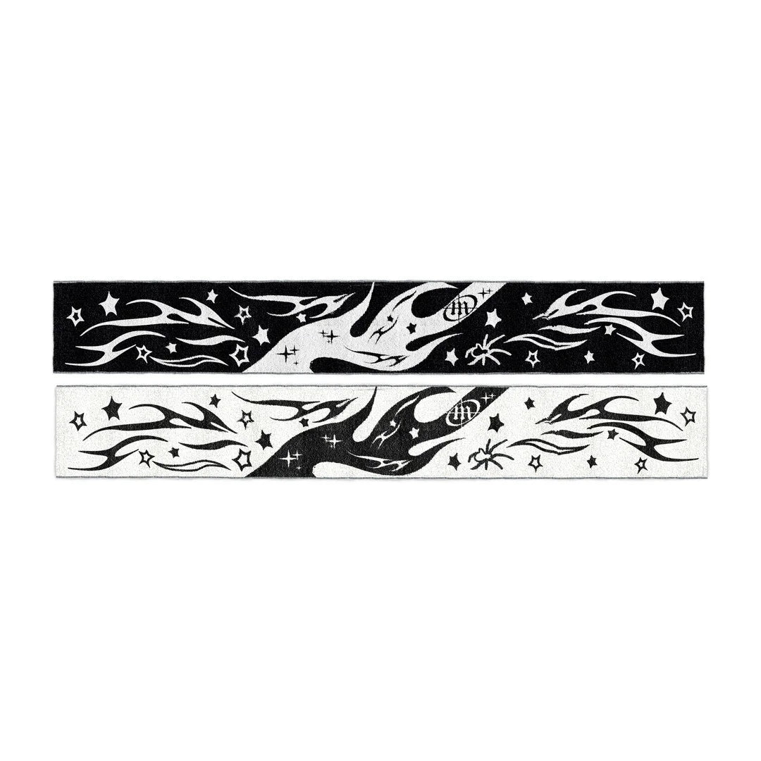 Fashion Creative Star Striped Knitted Women's Scarf Men's Winter Scarf Apron Black Tassel Luminous Y2K Kpop