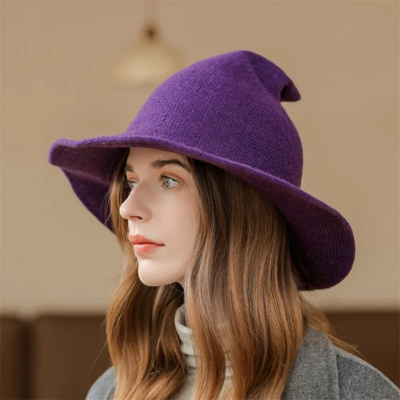Modern Halloween Costumes Accessories Wool Hat Women Witch Hat Pointed Caps Winter Wool Party Club Witches Hats