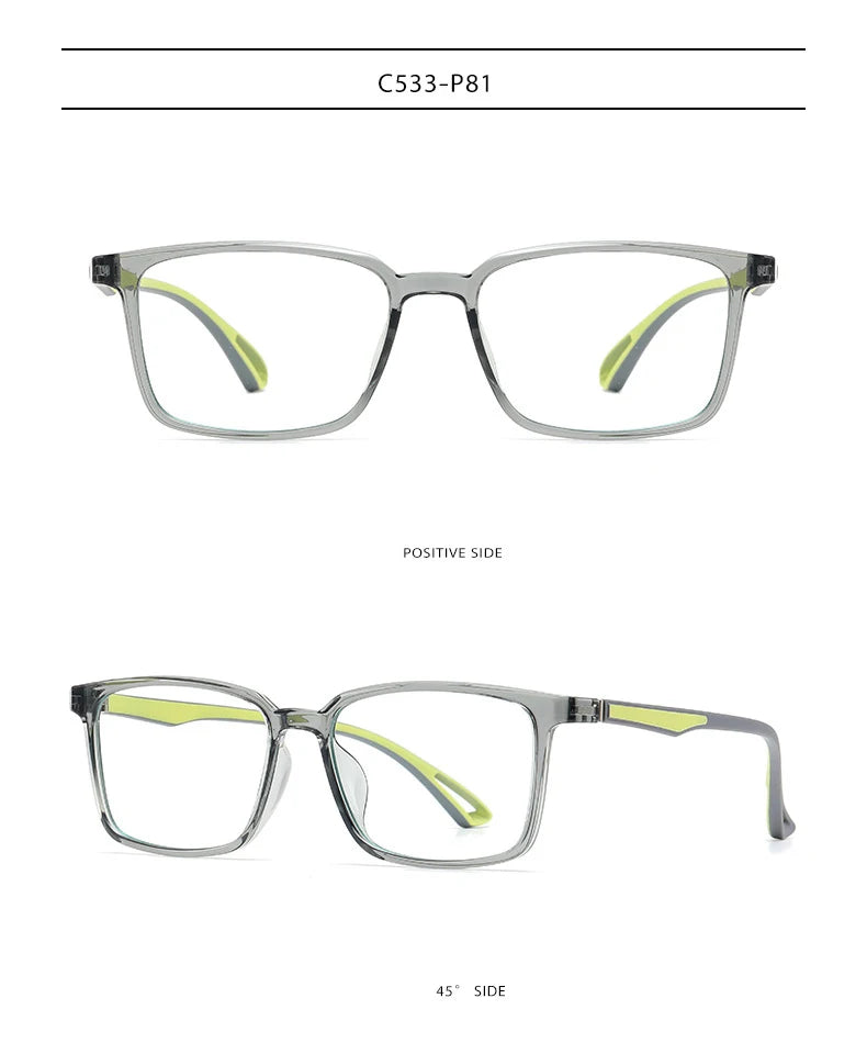 New Blue Light Blocking Glasses Frame Optical Prescription Eyewear Fashion Men and Women Full Rim TR-90 Plastic Flexible Specs