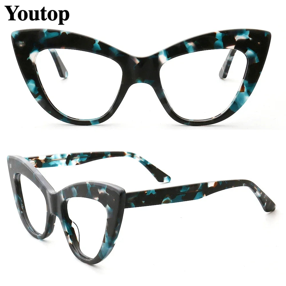 Women Cat Eye Eyeglass Frames Female Prescription Glasses Frames Optical Eyewear Tortoise  Retro Stylish Spectacles Clear Myopia