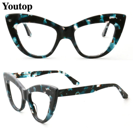 Women Cat Eye Eyeglass Frames Female Prescription Glasses Frames Optical Eyewear Tortoise  Retro Stylish Spectacles Clear Myopia