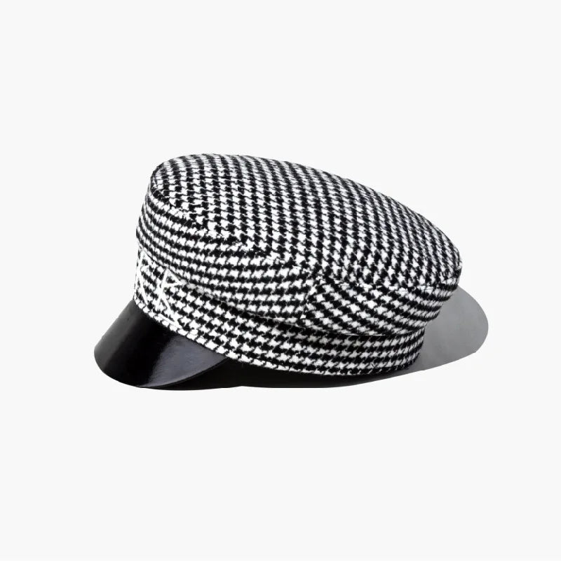 Brand Designer Fashion Autumn winter Wool  Caps Women Newsboy Caps Plaid Patachwork Cap