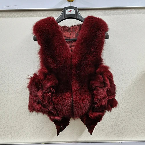 2025 Women Luxury 100% Genuine Real Fox Fur Vest Natural Soft Fox Fur Sleeveless Jacket New Lady Quality Warm Real Fox Fur Gilet