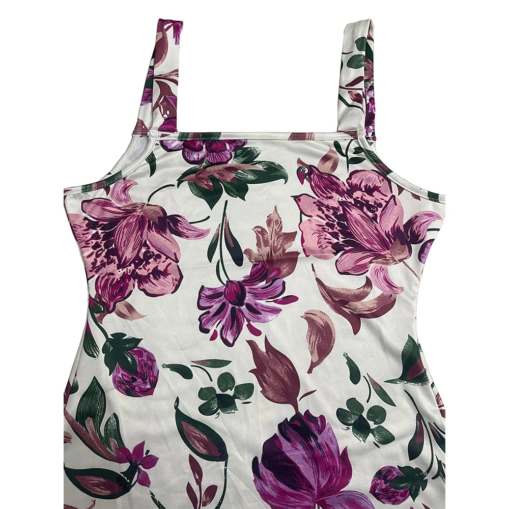 Elegant western style fashion printed dress with a waist-cinching one-shoulder strap and a hip-hugging long skirt for women; flo