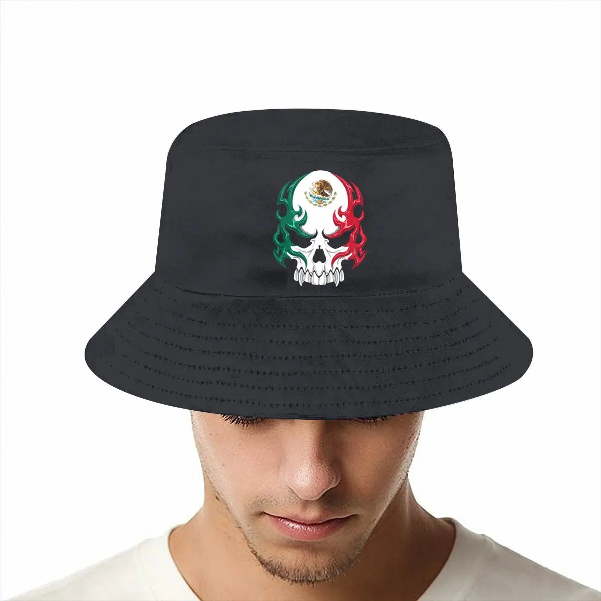 Mexico Skull Bucket Hat Mexican Skull Tribal Style Men's Women's Fisherman Cap Hip Hop Beach Sun Fishing Hats
