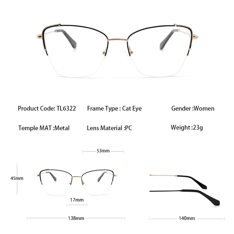 KANDREA Metal Glasses Frame Women Fashion Retro Square Myopia Optical Prescription Eyeglasses Female Spectacle Eyewear TL6322