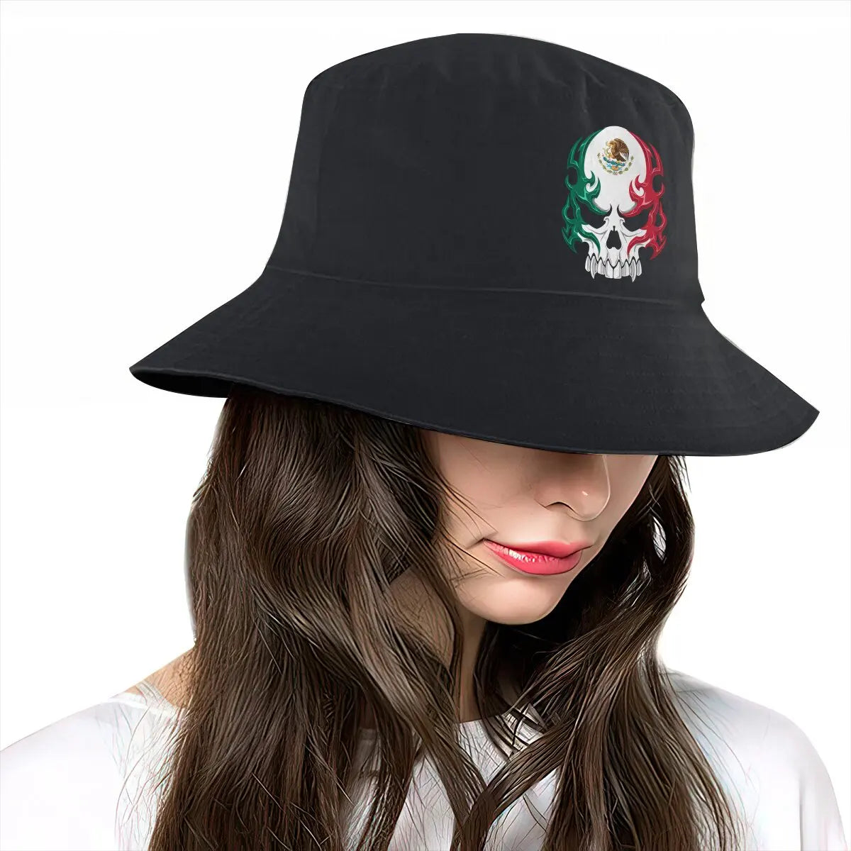 Mexico Skull Bucket Hat Mexican Skull Tribal Style Men's Women's Fisherman Cap Hip Hop Beach Sun Fishing Hats