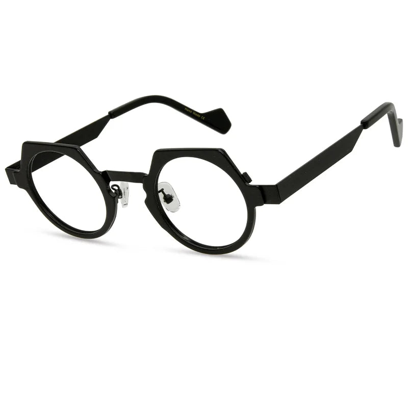 Retro polygonal eyewear frame, ultra light pure titanium eyewear frame, plain colored glasses for male and female students
