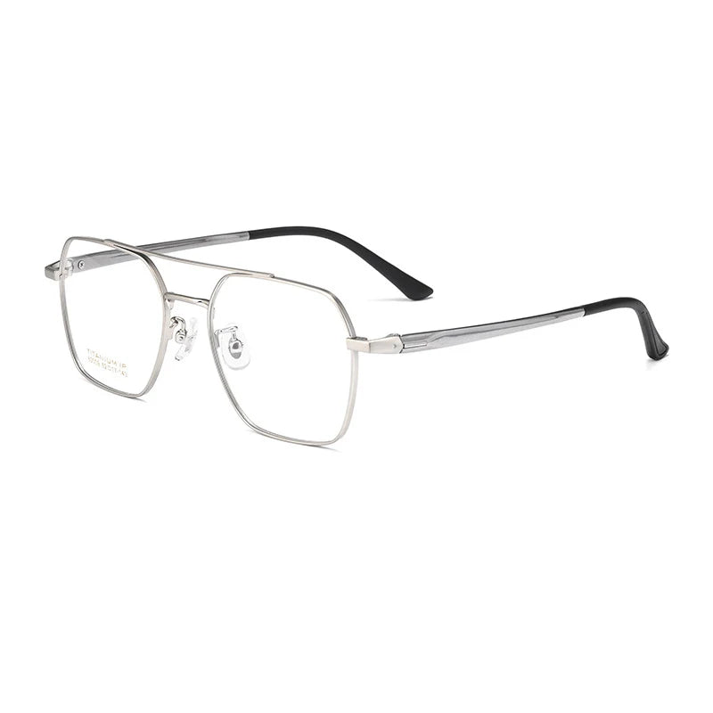 Full Rim Metal Frame Glasses for Men and Women, Titanium Legs, Retro Style, Polygon Myopia Eyewear, New Arrival