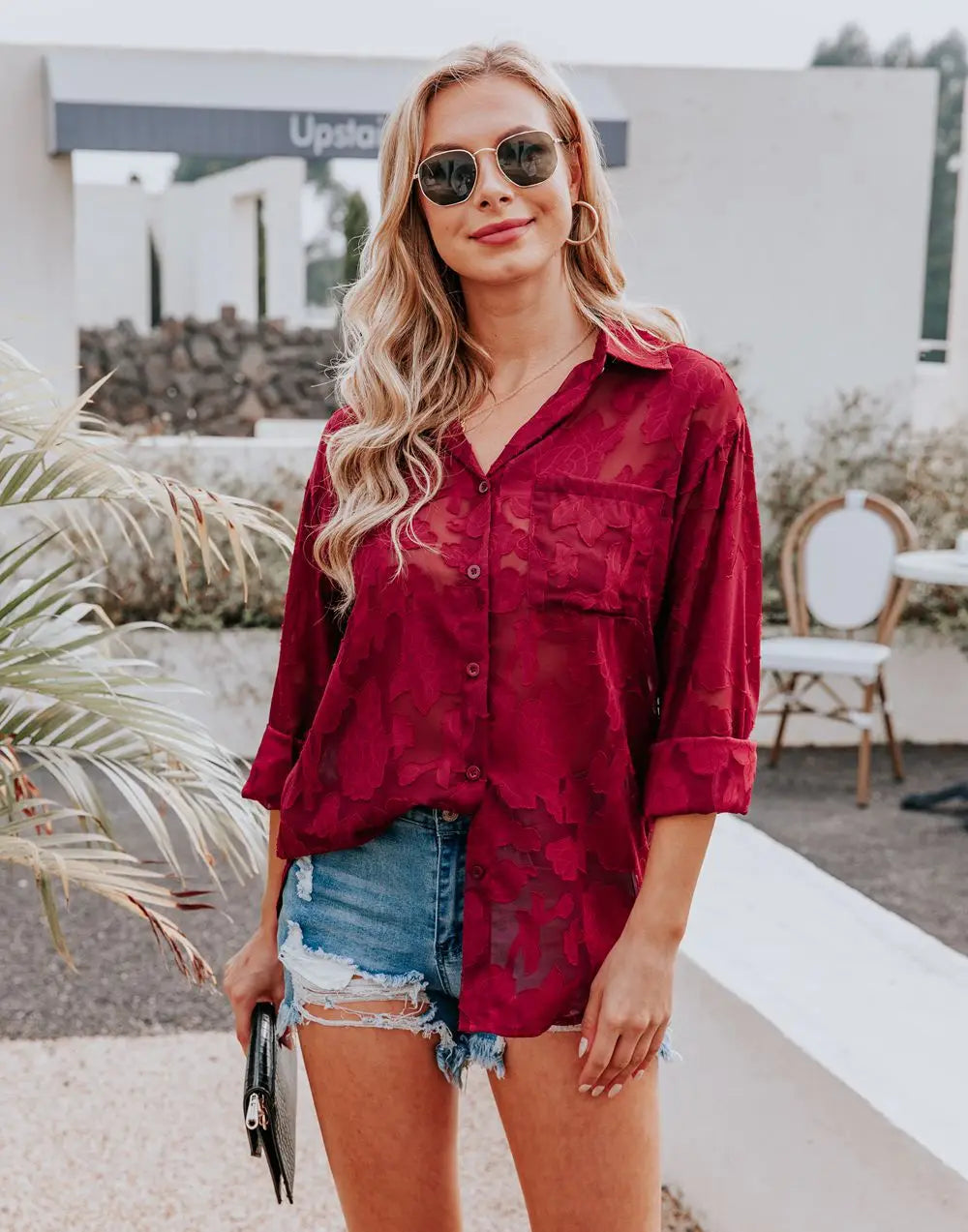 Elegant Long Sleeve Lapel Lace Blouse Office Lady Spring Summer Hollow Out Jacquard Loose Shirt Oversized Tops Luxury Chic Tunic