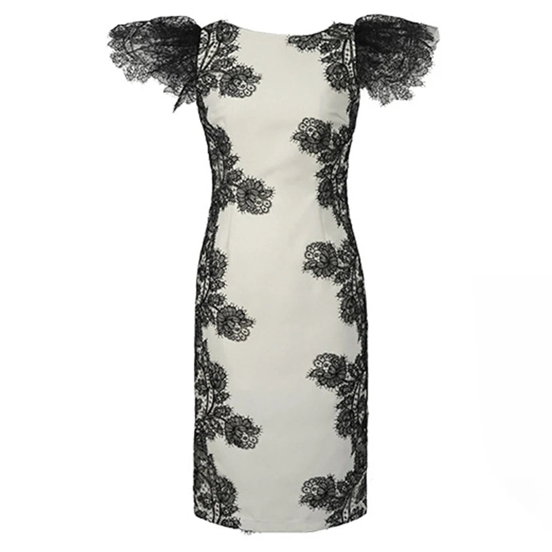 Fashion Summer Evening Long Dress Women Clothes Elegant Pretty Vintage O-Neck Slim Midi Party Guest Robe Mujer Vestidos Fiesta