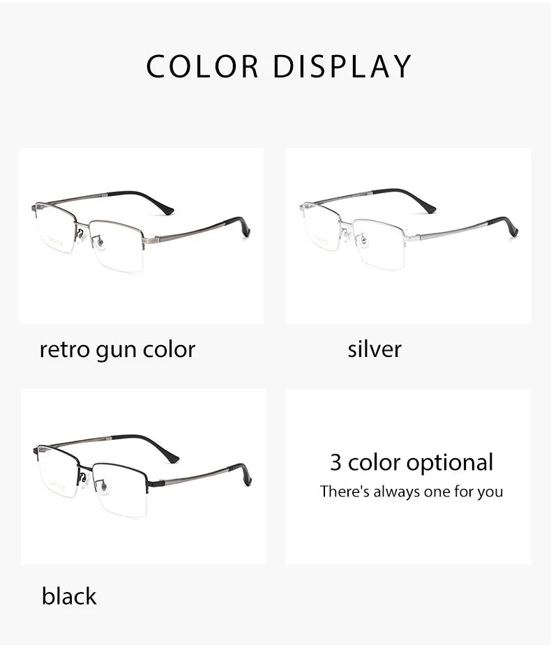Pure Titanium Glasses Frame Men Square Eyewear Male Classic Full Optical Prescription Eyeglasses Frames Gafas Oculos N80015N