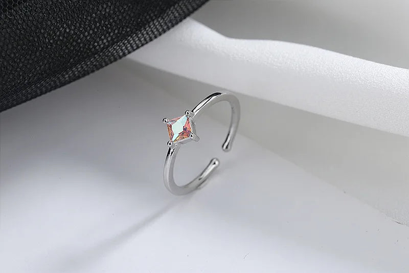 925 Sterling Silver Star Crytal Ring for Women Girl Personality Simple Adjustable Exquisite Jewelry Dropshippipng Gift