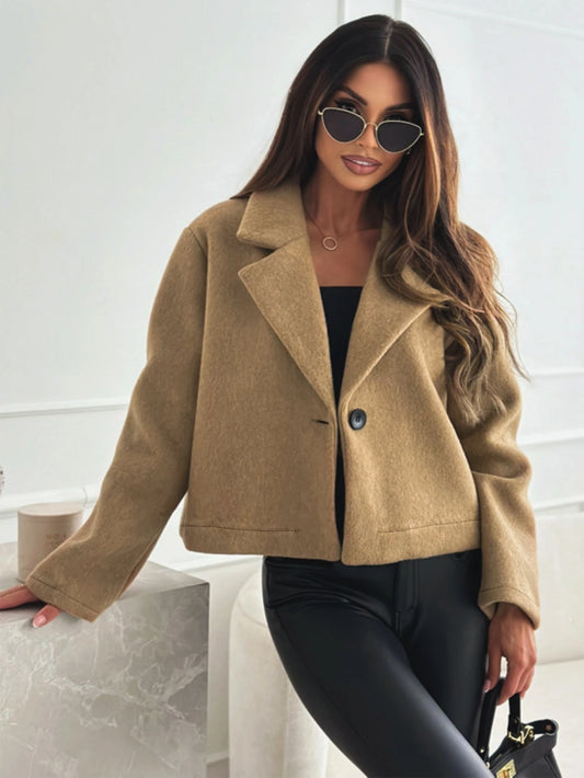  Cropped Trench Coat for Women 2024 Fall Winter Wool Coats Peacoat Casual Trendy Blazer Jackets