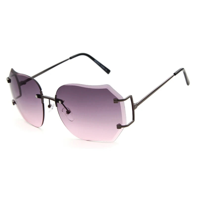 2023 New rimless Frame Metal Sunglasses Women Cool Style Clear Brand Designer retro Square Shades Female Style Dropshiping