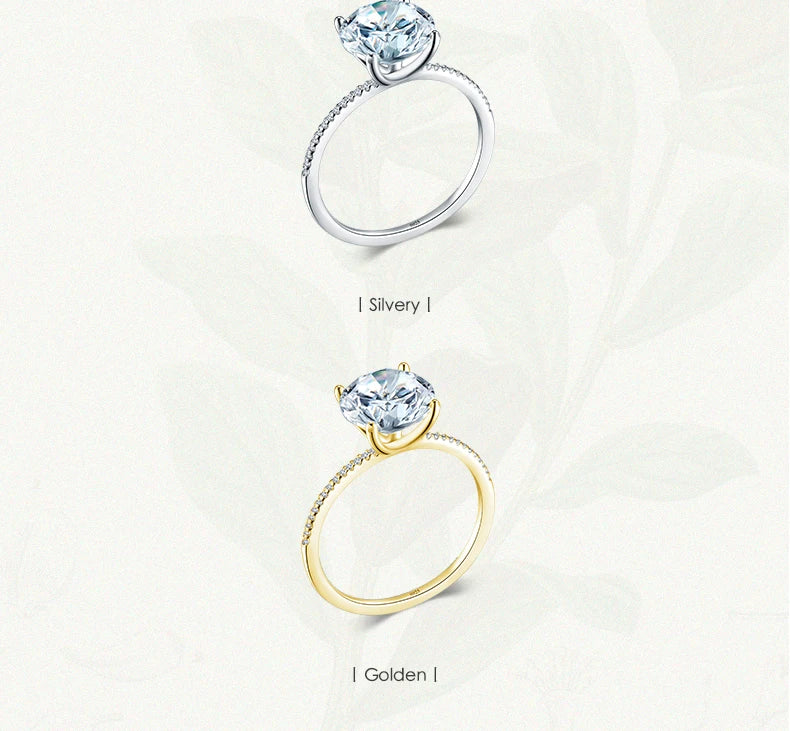 2023 Classic Luxury Real Solid 925 Sterling Silver Ring 3Ct 10 Hearts Arrows Zircon Wedding Jewelry Rings Engagement For Women