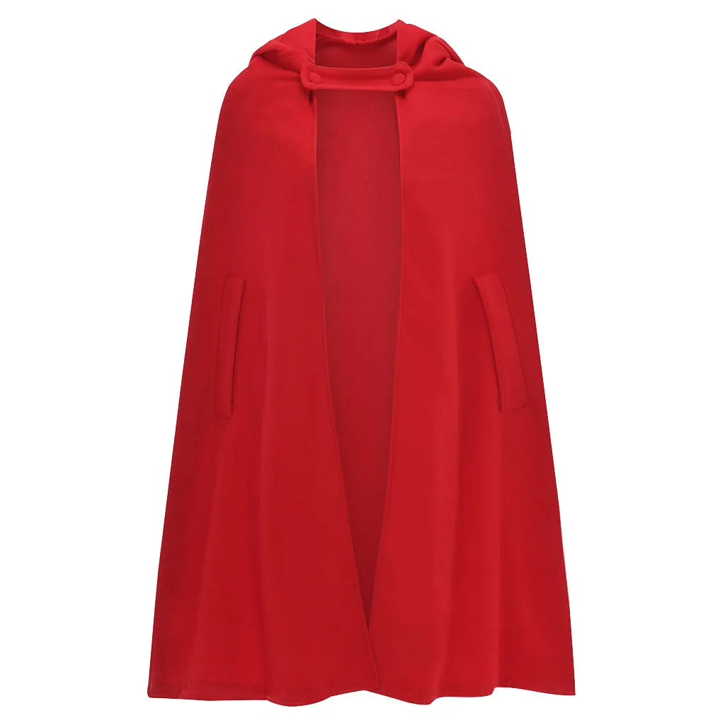 Red Cloak Women Outwear Hooded Coat Thin Vintage Gothic Medieval Cape Poncho Casual Maxi Long Cardigan for Spring Autumn